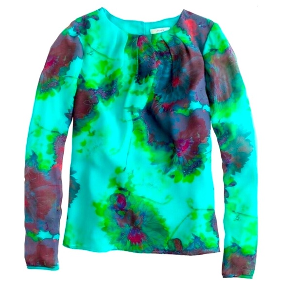 J. Crew Silk Hothouse Floral Blouse 00 - Picture 1 of 10